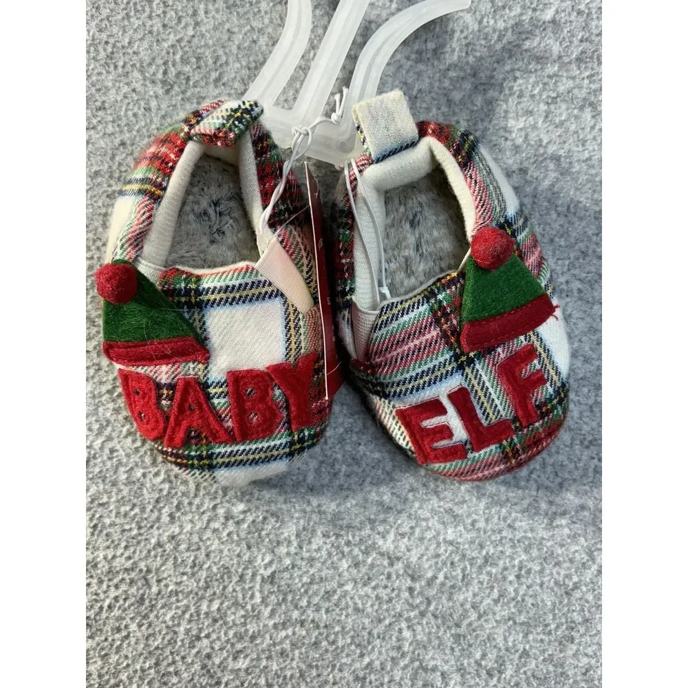 Wondershop Slippers Holiday Tartan Plaid Baby Elf‎ Size 6-9 Months NEW